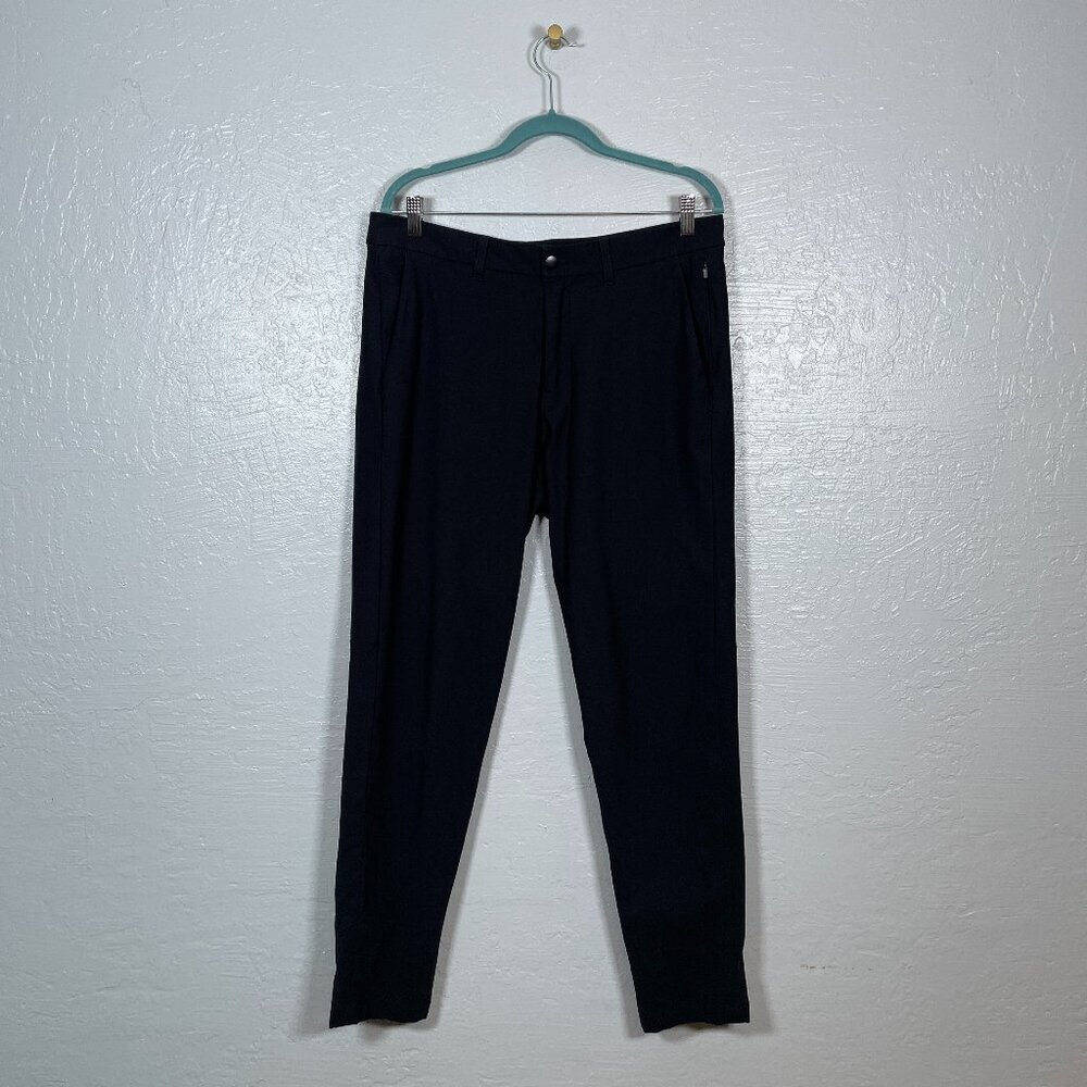 Lululemon Men 34x31 Black Commission Pant Slim Stretch ABC Athleisure Pockets